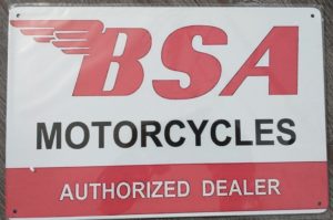 BSA British Motorcycle Plaque Vintage Metal / Tin Sign - Red, White