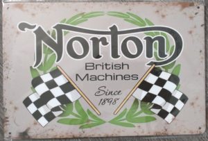 Norton British Motorcycle Plaque Vintage Metal / Tin Sign