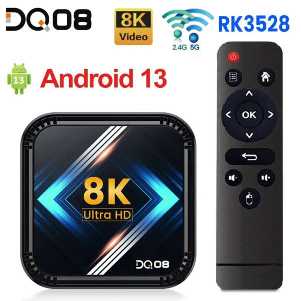 DQ08 RK3528 Smart TV Box Android 13 Quad Core Cortex A53 Support 8K Google Voice 2G16G