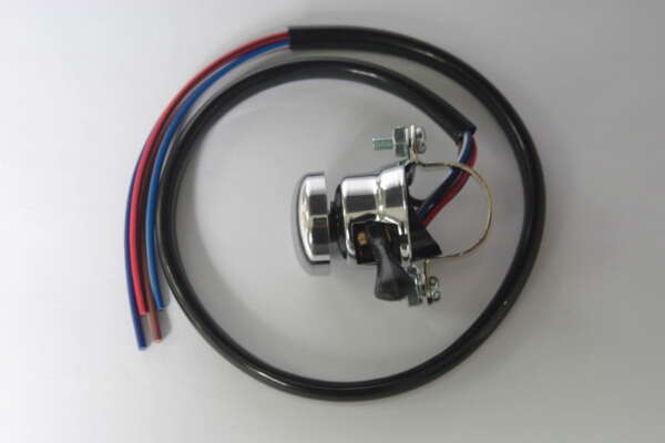 ASSEMBLY--HORN/DIP SWITCH & WIRING HARNESS - LUCAS -CLIP-ON TYPE - CHROME