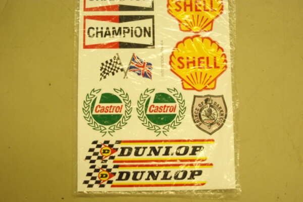 SET--DECAL ASSORTMENT (10) - CASTROL CHAMPION DUNLOP SHELL PRINCE OF DARKNESS