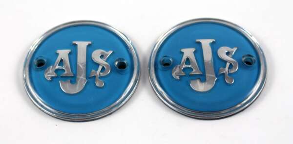 BADGES - TANK BADGES - BLUE & SILVER - 1956-60 AJS (PR)