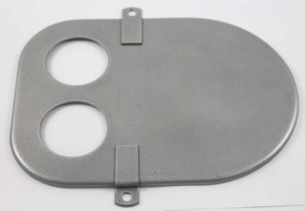 PLATE - AIRFILTER - FRONT - FOR TWIN CARBS - SILVER PAINT