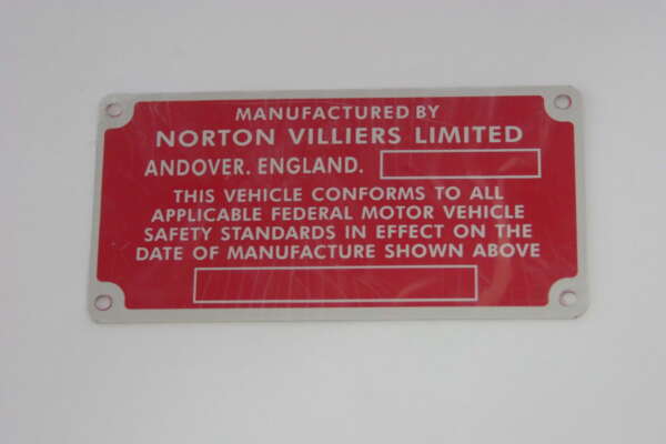 PLATE - CERTIFICATION PLATE / BADGE REGISTER - 1971 750cc