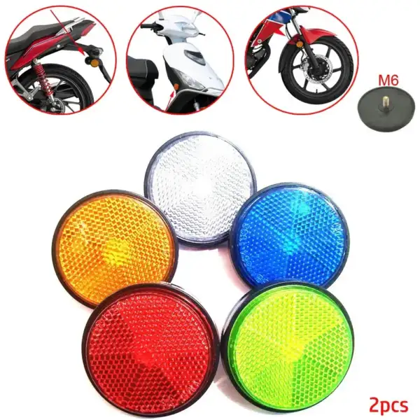 2pcs Motorcycle ATV Bikes Scooter Circular Reflector Red Yellow White Blue Green Reflector Motorcycles Accessories